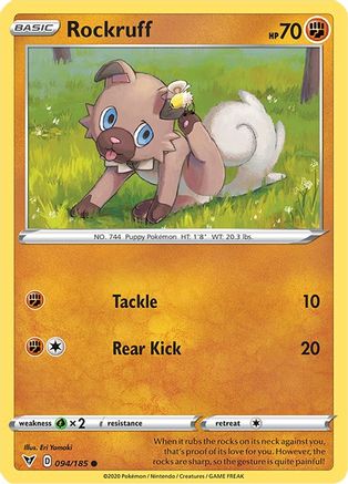 Rockruff 094/185  - Reverse Holofoil SWSH04 Vivid Voltage - Common