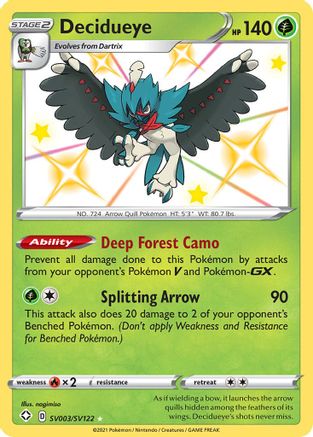 Decidueye SV003/SV122  - Holofoil Shining Fates Shiny Vault - Shiny Holo Rare