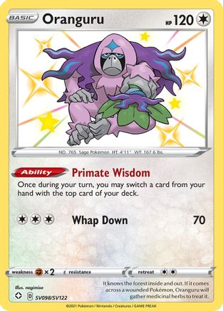 Oranguru SV098/SV122  - Holofoil Shining Fates Shiny Vault - Shiny Holo Rare