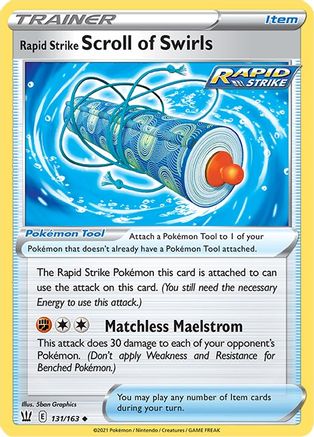Rapid Strike Scroll of Swirls 131/163  - Reverse Holofoil SWSH05 Battle Styles - Uncommon