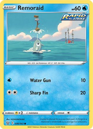 Remoraid 036/163  - Reverse Holofoil SWSH05 Battle Styles - Common