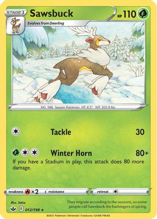 Sawsbuck 012/198  - Reverse Holofoil SWSH06 Chilling Reign - Rare
