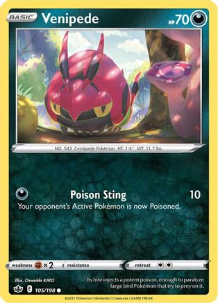 Venipede 105/198  SWSH06 Chilling Reign - Common