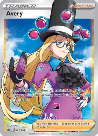 Avery (Full Art) 187/198  - Holofoil SWSH06 Chilling Reign - Ultra Rare