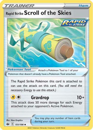 Rapid Strike Scroll of the Skies 151/198  - Reverse Holofoil SWSH06 Chilling Reign - Uncommon