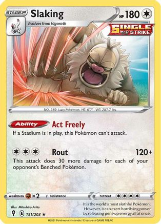 Slaking 131/203  - Reverse Holofoil SWSH07 Evolving Skies - Holo Rare