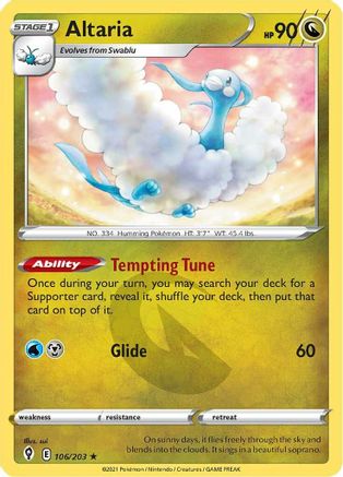 Altaria 106/203  SWSH07 Evolving Skies - Rare