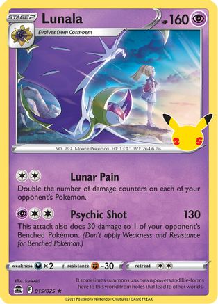 Lunala 015/025  - Holofoil Celebrations - Holo Rare