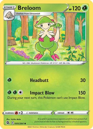 Breloom 005/264  - Reverse Holofoil SWSH08 Fusion Strike - Uncommon