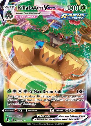 Rillaboom VMAX 023/264  - Holofoil SWSH08 Fusion Strike - Ultra Rare