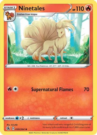 Ninetales (30) 030/264  - Reverse Holofoil SWSH08 Fusion Strike - Uncommon
