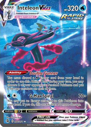Inteleon VMAX (Alternate Art Secret) 266/264  - Holofoil SWSH08 Fusion Strike - Secret Rare
