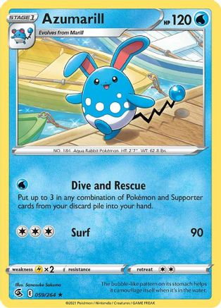 Azumarill 059/264  - Reverse Holofoil SWSH08 Fusion Strike - Rare