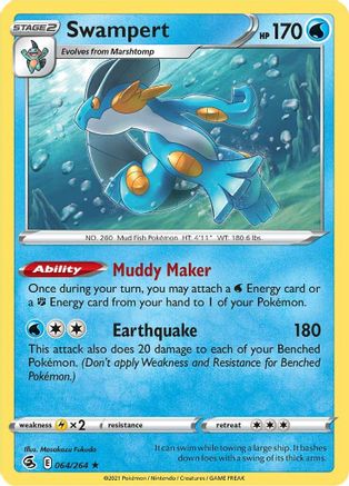 Swampert 064/264  - Reverse Holofoil SWSH08 Fusion Strike - Holo Rare