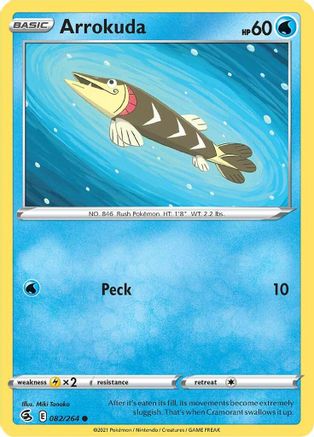 Arrokuda 082/264  - Reverse Holofoil SWSH08 Fusion Strike - Common