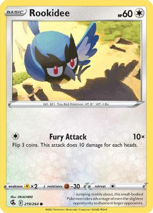 Rookidee 219/264  - Reverse Holofoil SWSH08 Fusion Strike - Common
