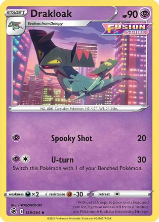 Drakloak 129/264  - Reverse Holofoil SWSH08 Fusion Strike - Uncommon