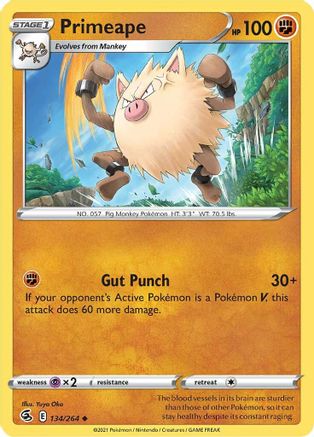 Primeape 134/264  SWSH08 Fusion Strike - Uncommon