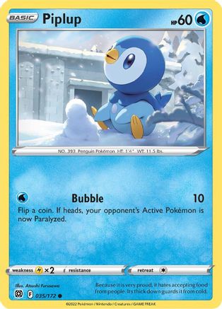 Piplup 035/172  - Reverse Holofoil SWSH09 Brilliant Stars - Common