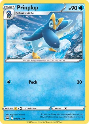 Prinplup 036/172  - Reverse Holofoil SWSH09 Brilliant Stars - Uncommon