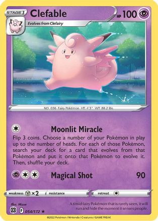 Clefable 054/172  - Reverse Holofoil SWSH09 Brilliant Stars - Rare