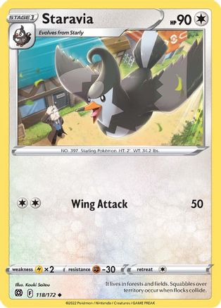 Staravia 118/172  - Reverse Holofoil SWSH09 Brilliant Stars - Uncommon