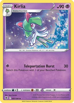 Kirlia 061/189  - Reverse Holofoil SWSH10 Astral Radiance - Uncommon