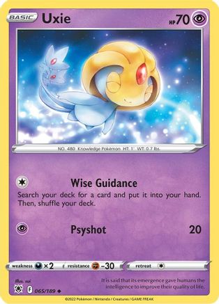 Uxie 065/189  - Reverse Holofoil SWSH10 Astral Radiance - Uncommon