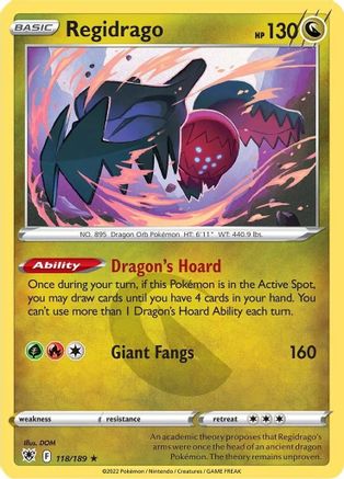 Regidrago 118/189  - Reverse Holofoil SWSH10 Astral Radiance - Rare