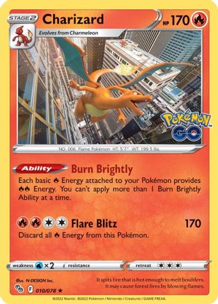 Charizard 010/078  - Reverse Holofoil Pokemon GO - Holo Rare