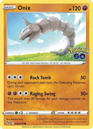 Onix 036/078  Pokemon GO - Common