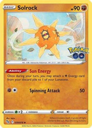 Solrock 039/078  Pokemon GO - Uncommon