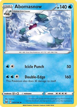Abomasnow 043/196  SWSH11 Lost Origin - Uncommon