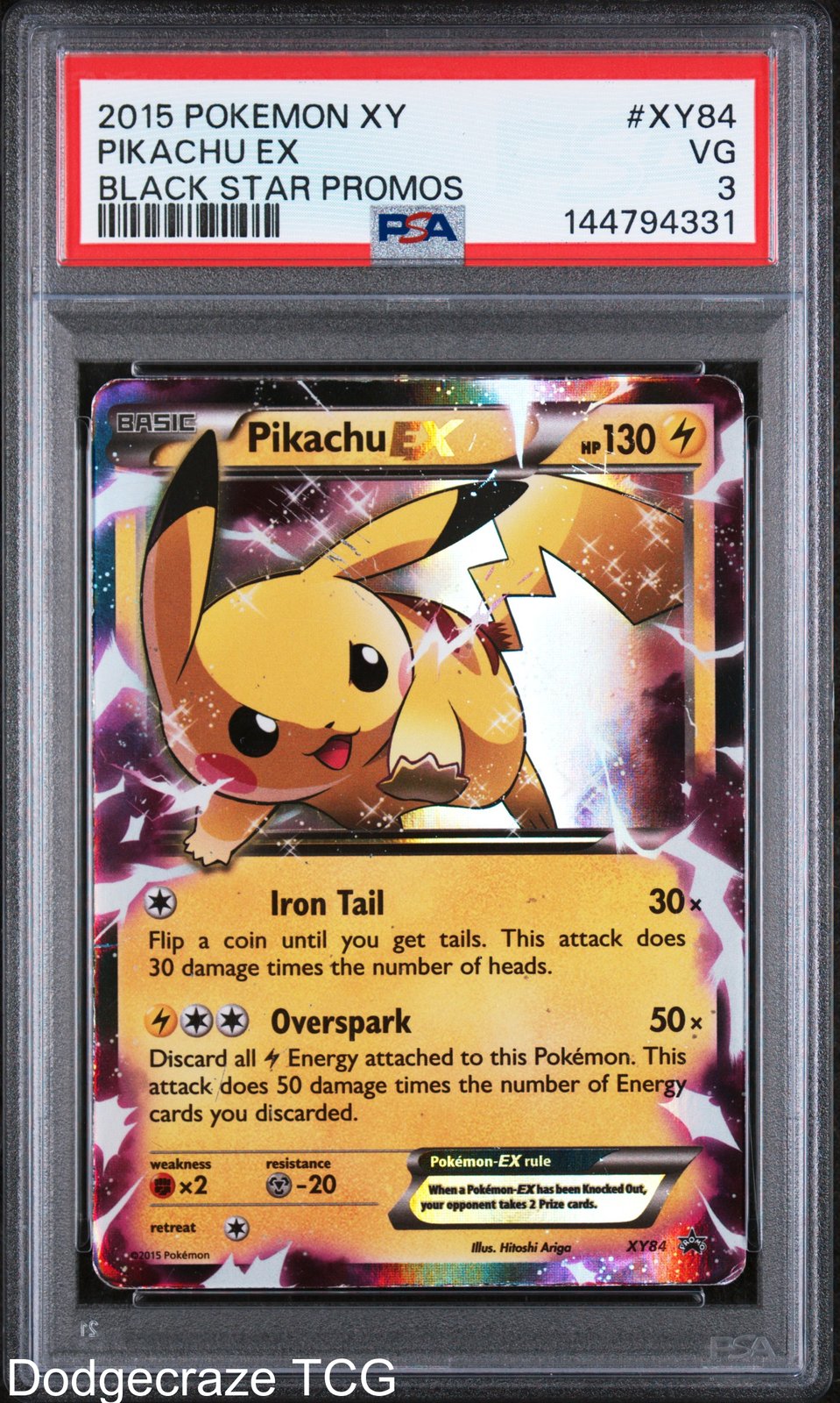 2015 Pokemon Black Star Promos Pikachu EX XY84 PSA 3