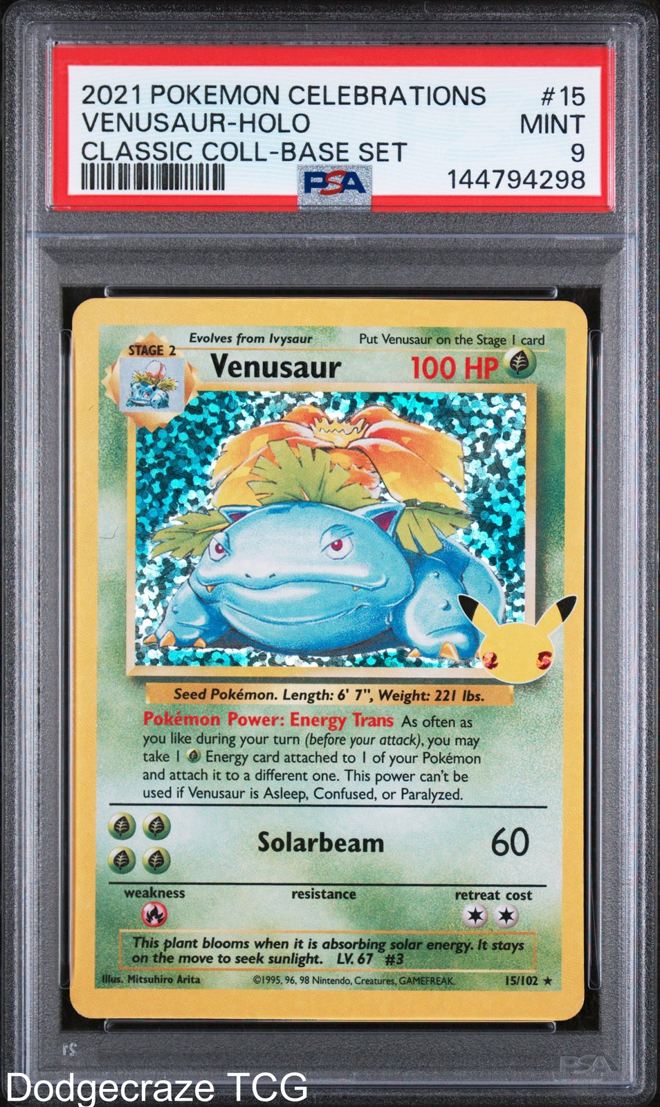 2021 Pokemon Celebrations Classic Collection Venusaur Holo 15 PSA 9