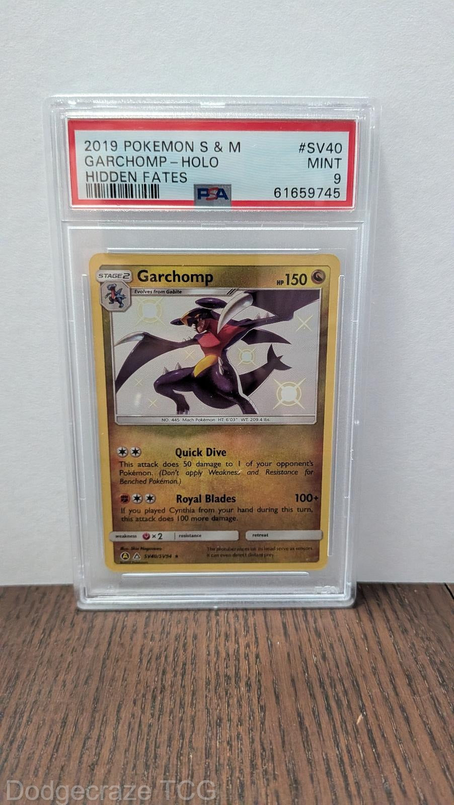2019 Pokemon Hidden Fates Garchomp Holo SV40/SV94 PSA 9