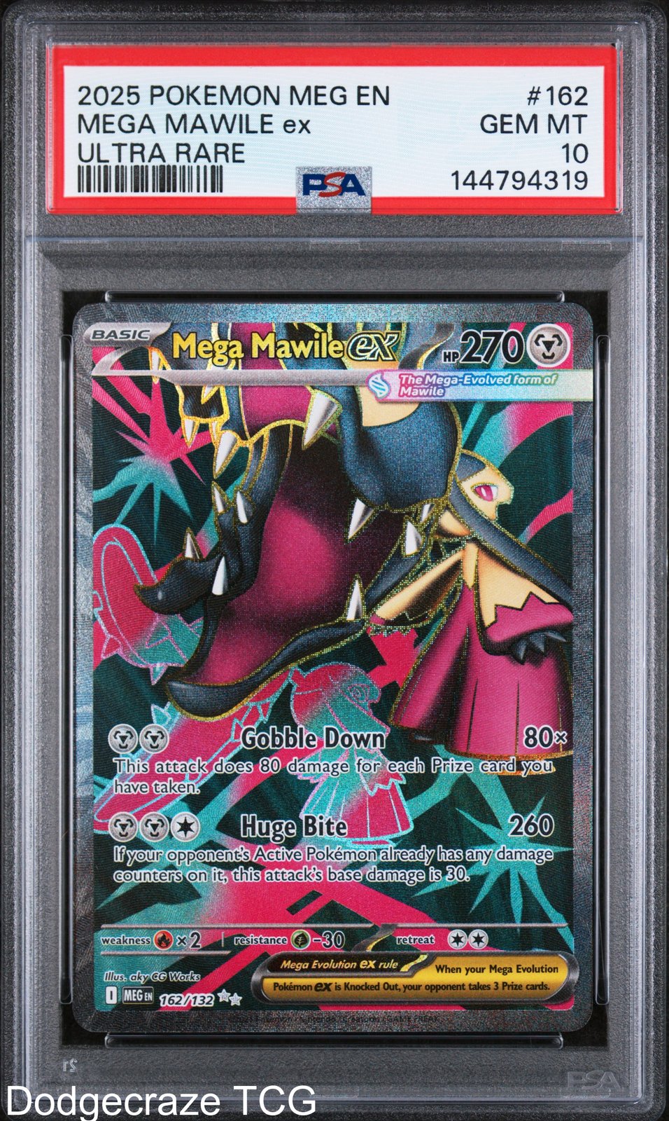 2025 Pokemon Meg En-mega Evolution Mega Mawile EX Ultra Rare 162/132 PSA 10