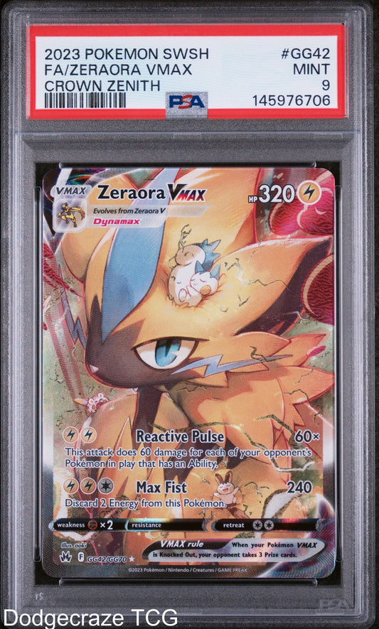 2023 Pokemon Sword Shield Crown Zenith Zeraora Vmax GG42/GG70 PSA 9