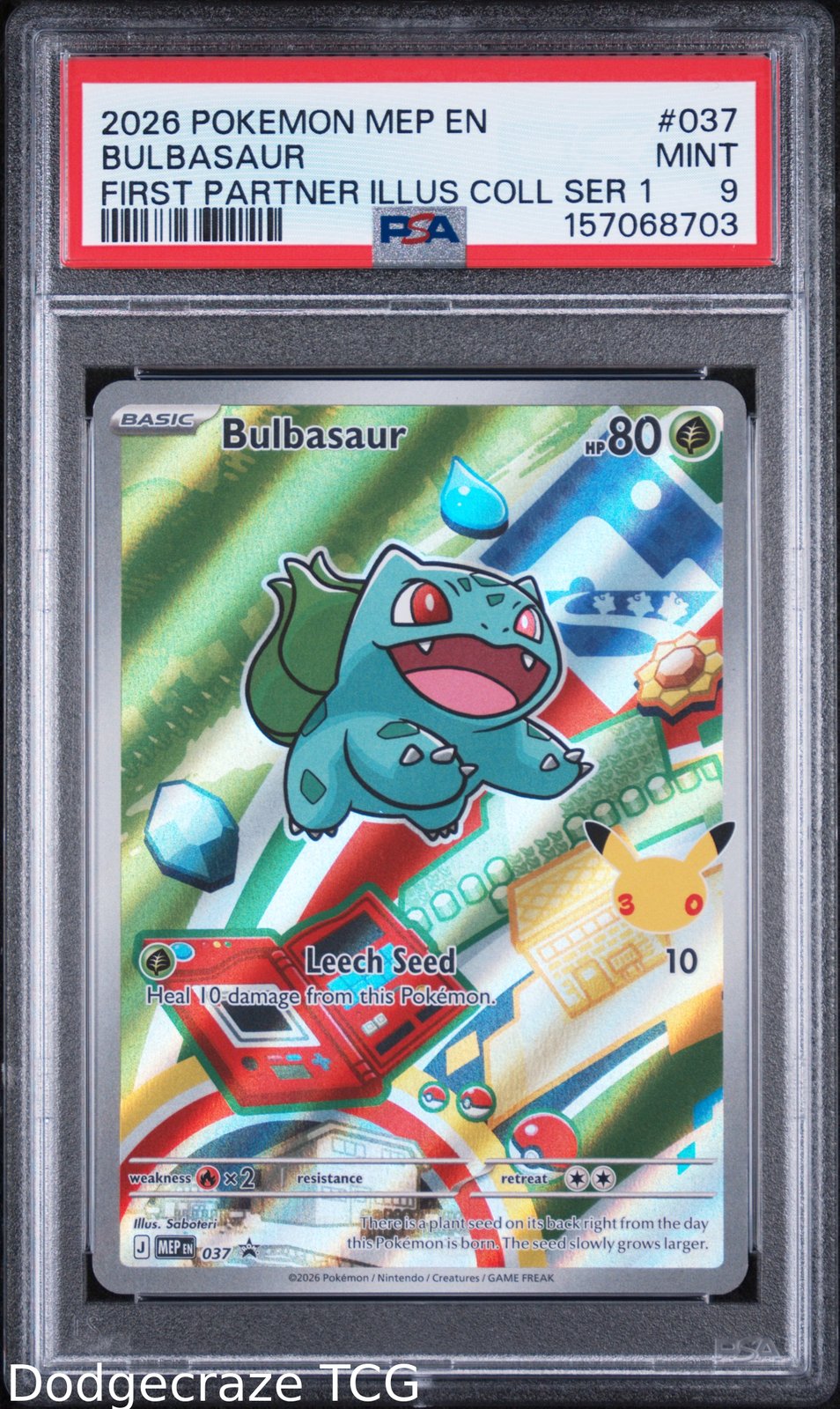 2026 Pokemon Bulbasaur First Partner Illustration Collection Series 1 037 PSA 9