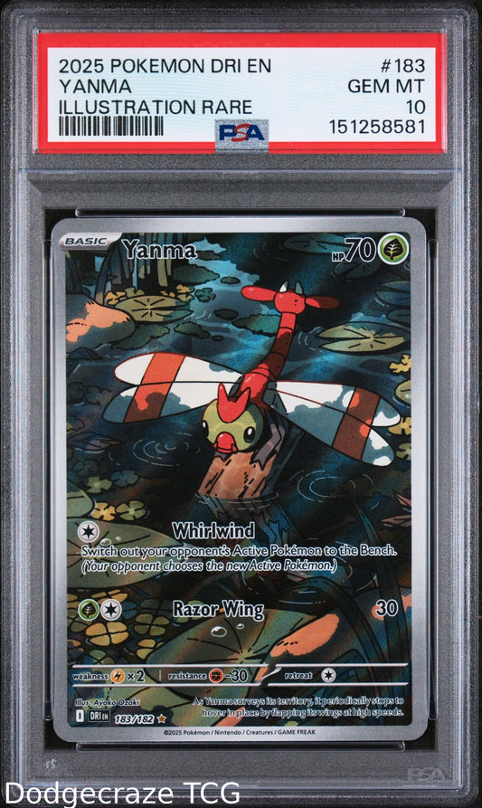 2025 Pokemon Dri En-Destined Rivals Yanma Illustration Rare 183/182 PSA 10