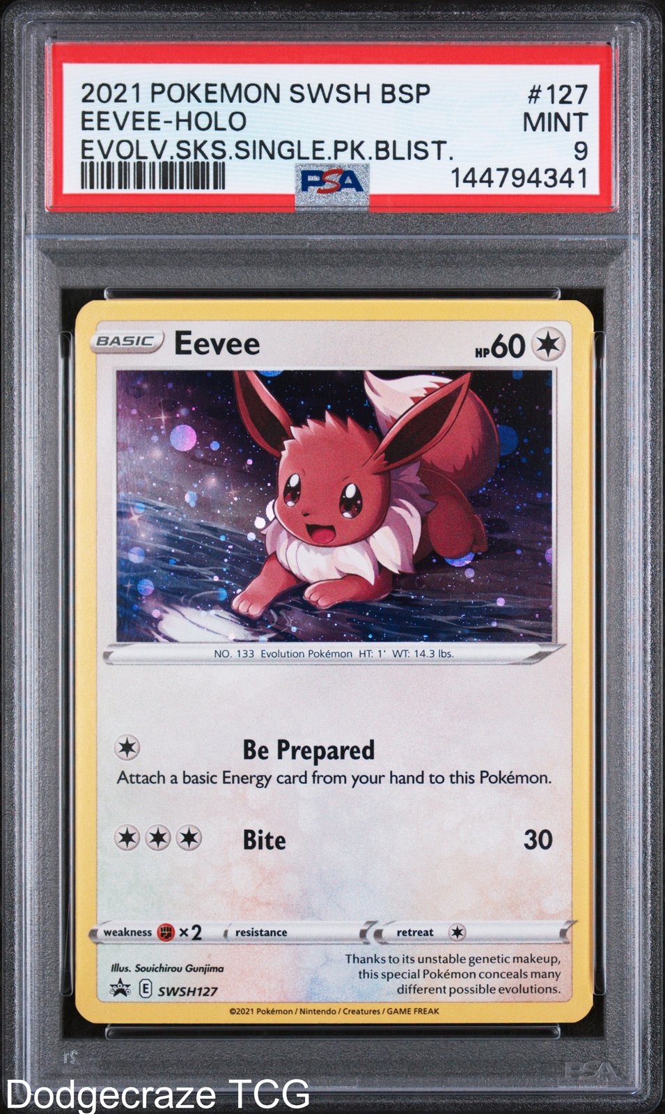 2021 Pokemon Eevee Holo Evolving Skies Single Pack Blisters 127/203 PSA 9