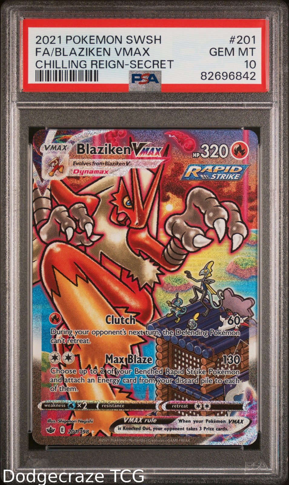 2021 Pokemon Chilling Reign Blaziken Vmax Secret 201/198 PSA 10