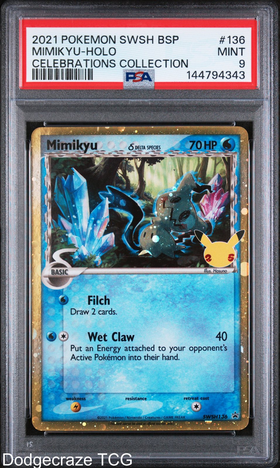 2021 Pokemon Mimikyu Holo Celebrations Collection 136 PSA 9
