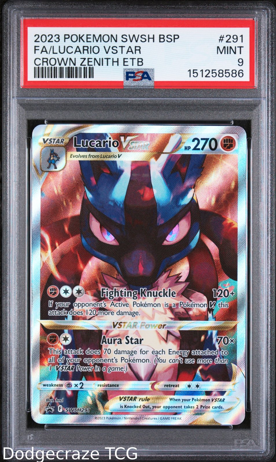 2023 Pokemon Lucario Vstar Crown Zenith Elite Trainer Box 291/159 PSA 9