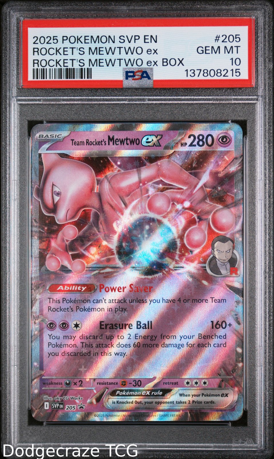 2025 Pokemon Team Rocket's Mewtwo EX Box 205/82 PSA 10