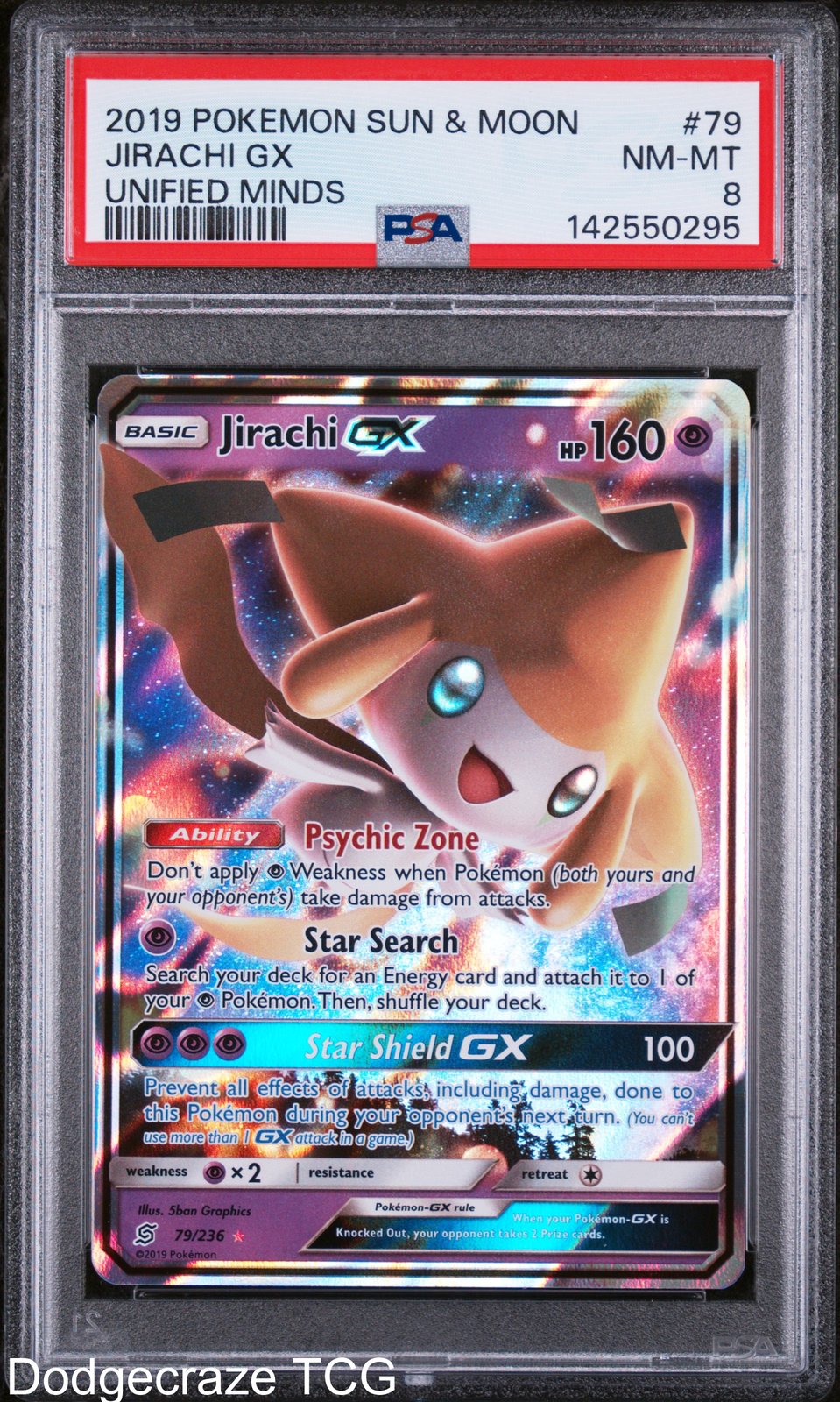 Jirachi Gx 79/236 Unified Minds Pokemon PSA 8