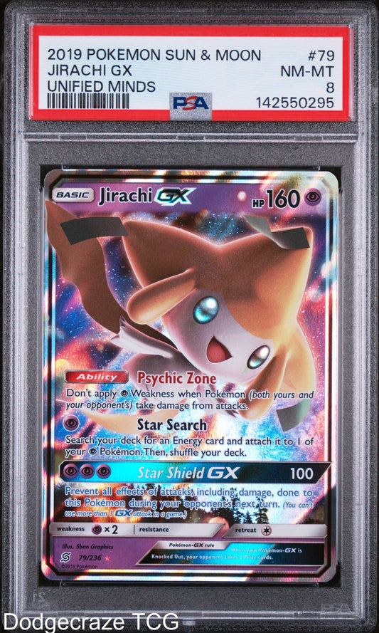 Jirachi Gx 79/236 Unified Minds Pokemon PSA 8