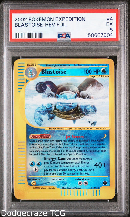 2002 Pokemon Expedition Blastoise Reverse Holo 4/165 PSA 5