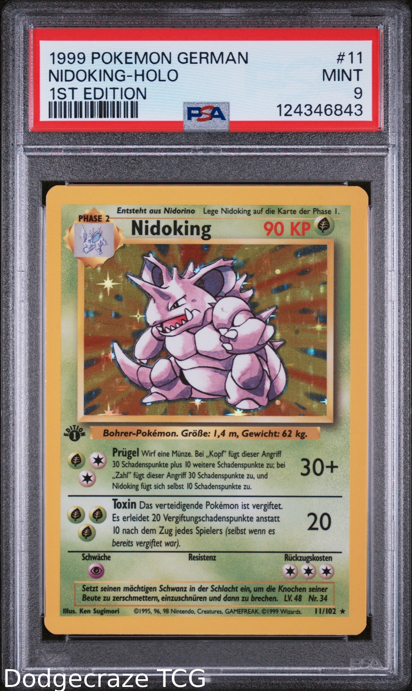 1999 Pokemon German Nidoking Holo 1st Edition 11 PSA 9