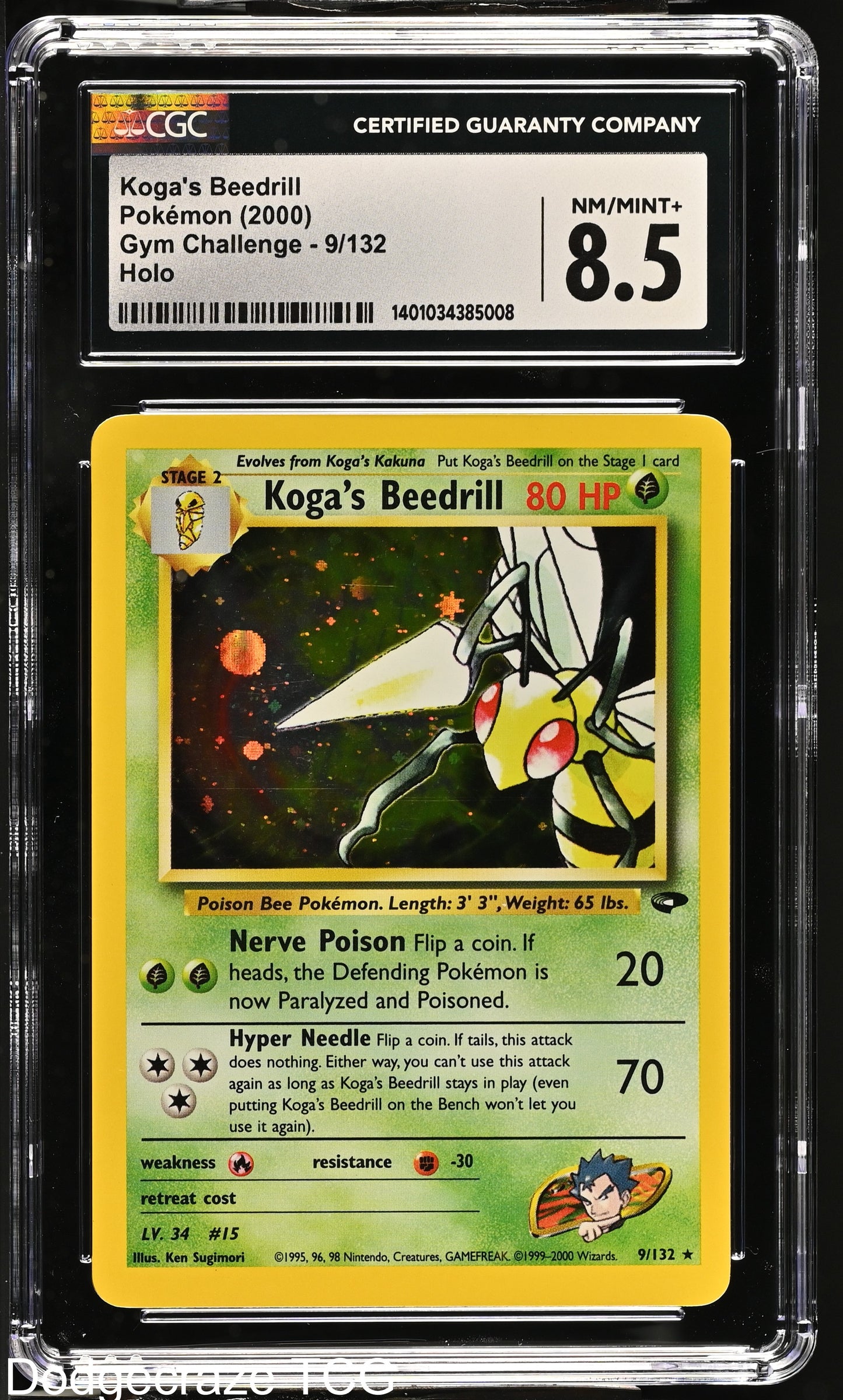 2000 Pokemon Gym Challenge Koga's Beedrill Holo 9/132 CGC 8.5
